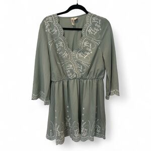 H&M Divided Sage Green dress with delicate embroidery